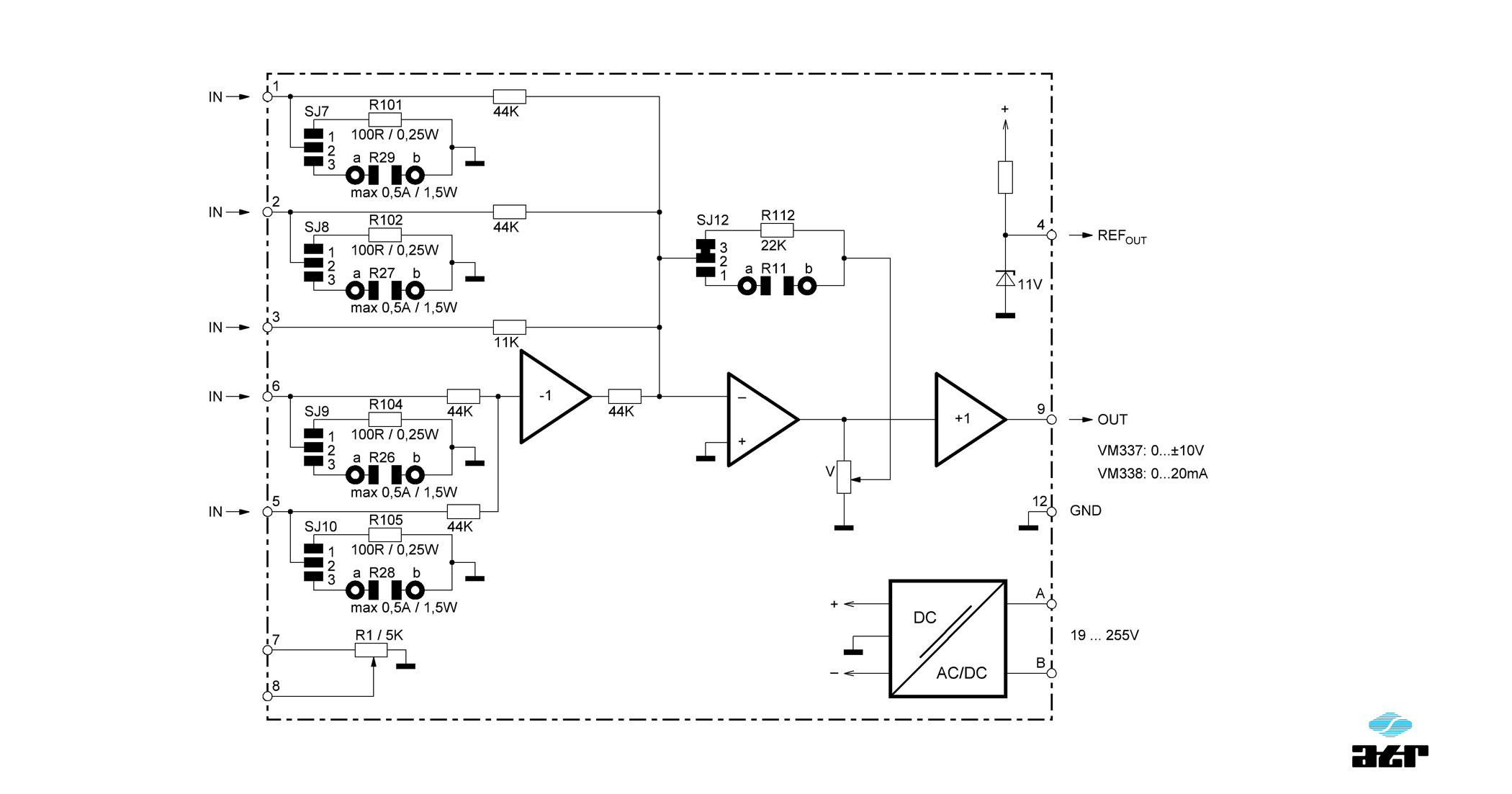 Anschlussplan: ATR Verstärker VM337-VM338