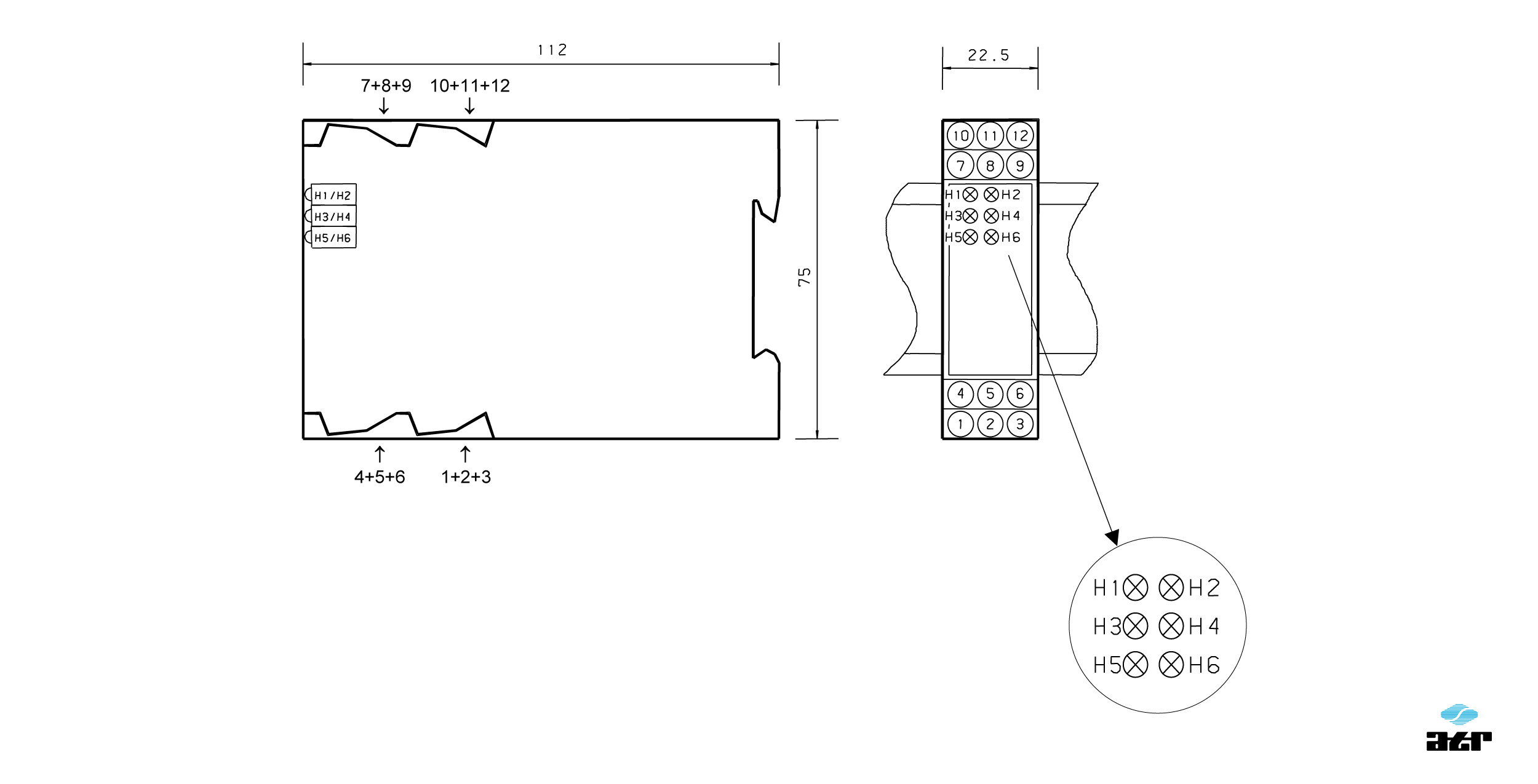 Gehäusemaße: ATR Analoge Signalverarbeiter BM101