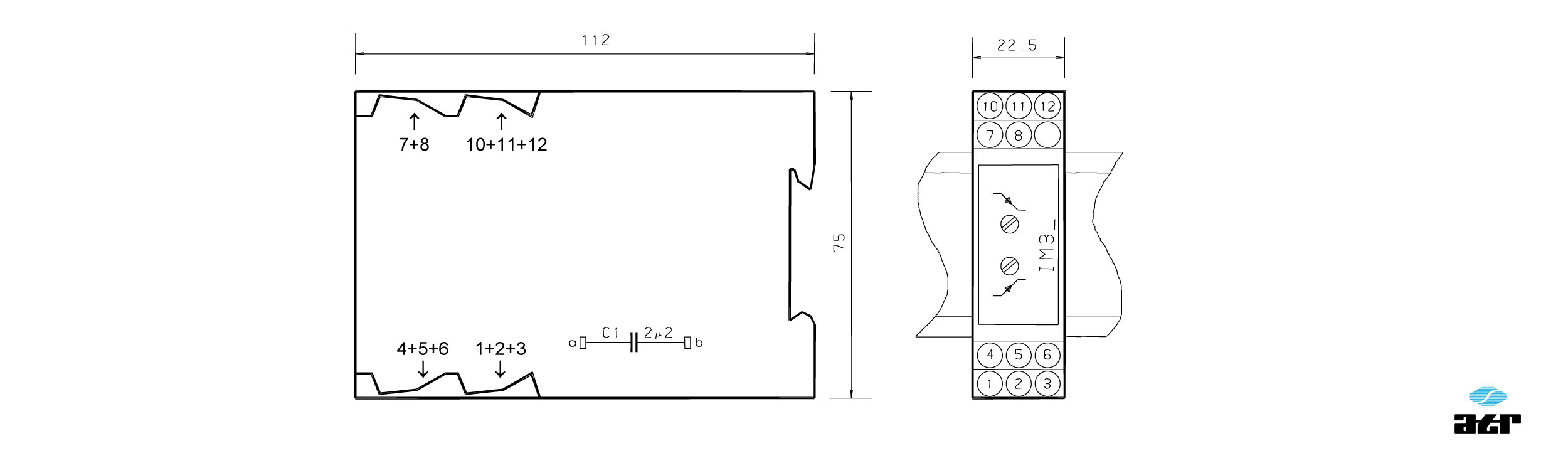 Gehäusemaße: ATR Analoge Signalverarbeiter IM31