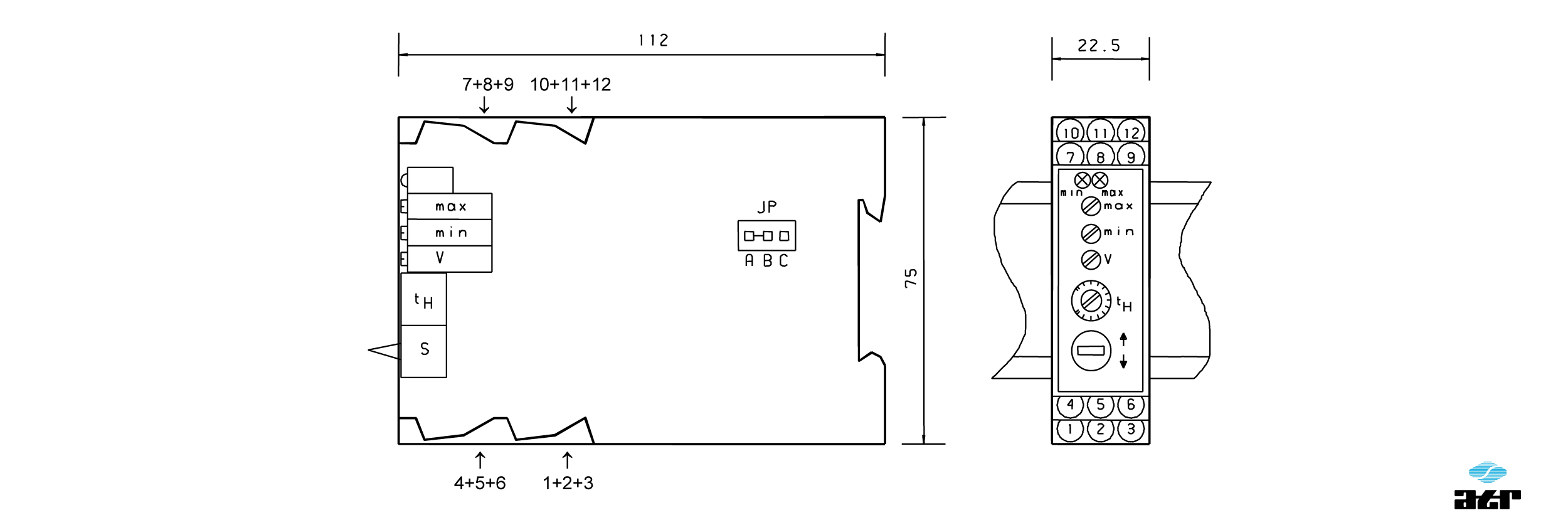 Gehäusemaße: ATR Analoge Signalverarbeiter IM7-IM7B