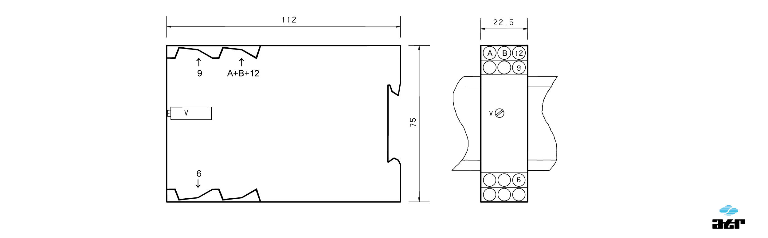 Gehäusemaße: ATR Analoge Signalverarbeiter VM237F