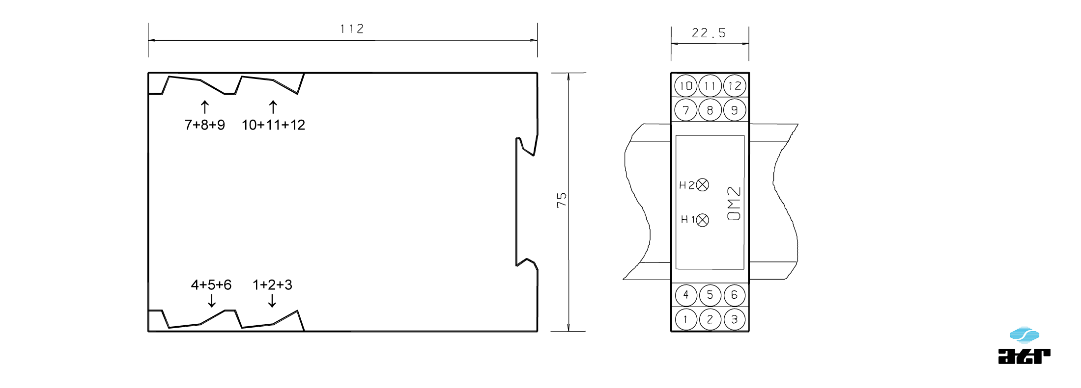 Gehäusemaße: ATR Analogschalter OM2