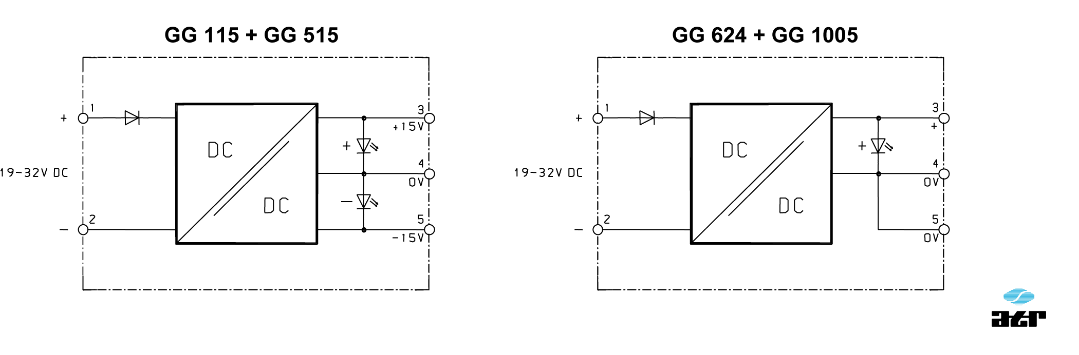 Anschlussplan: ATR DC/DC-Wandler GG115 - GG1005