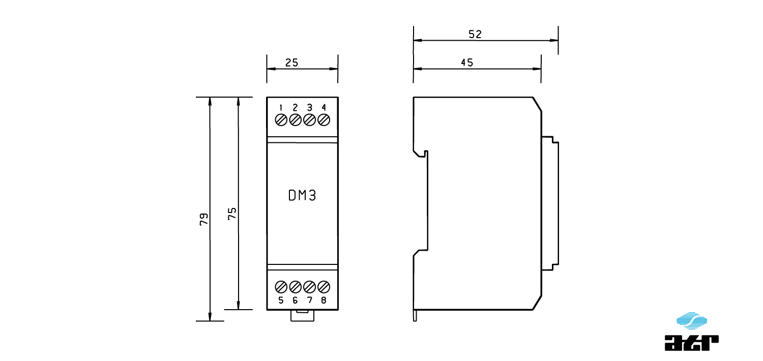 Gehäusemaße: ATR Digitale Signalverarbeiter DM3