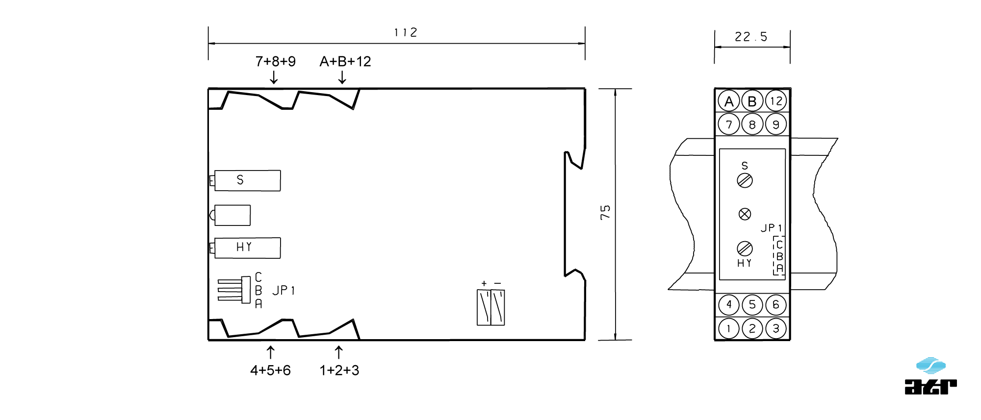 Gehäusemaße: ATR Grenzwertschalter KM211