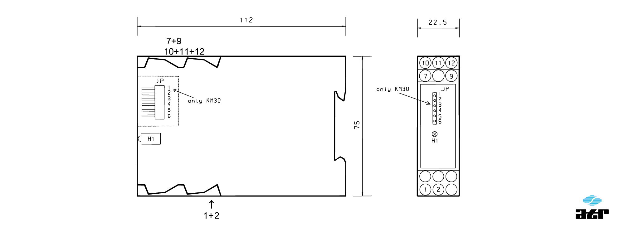 Gehäusemaße: ATR Grenzwertschalter KM30-KM31