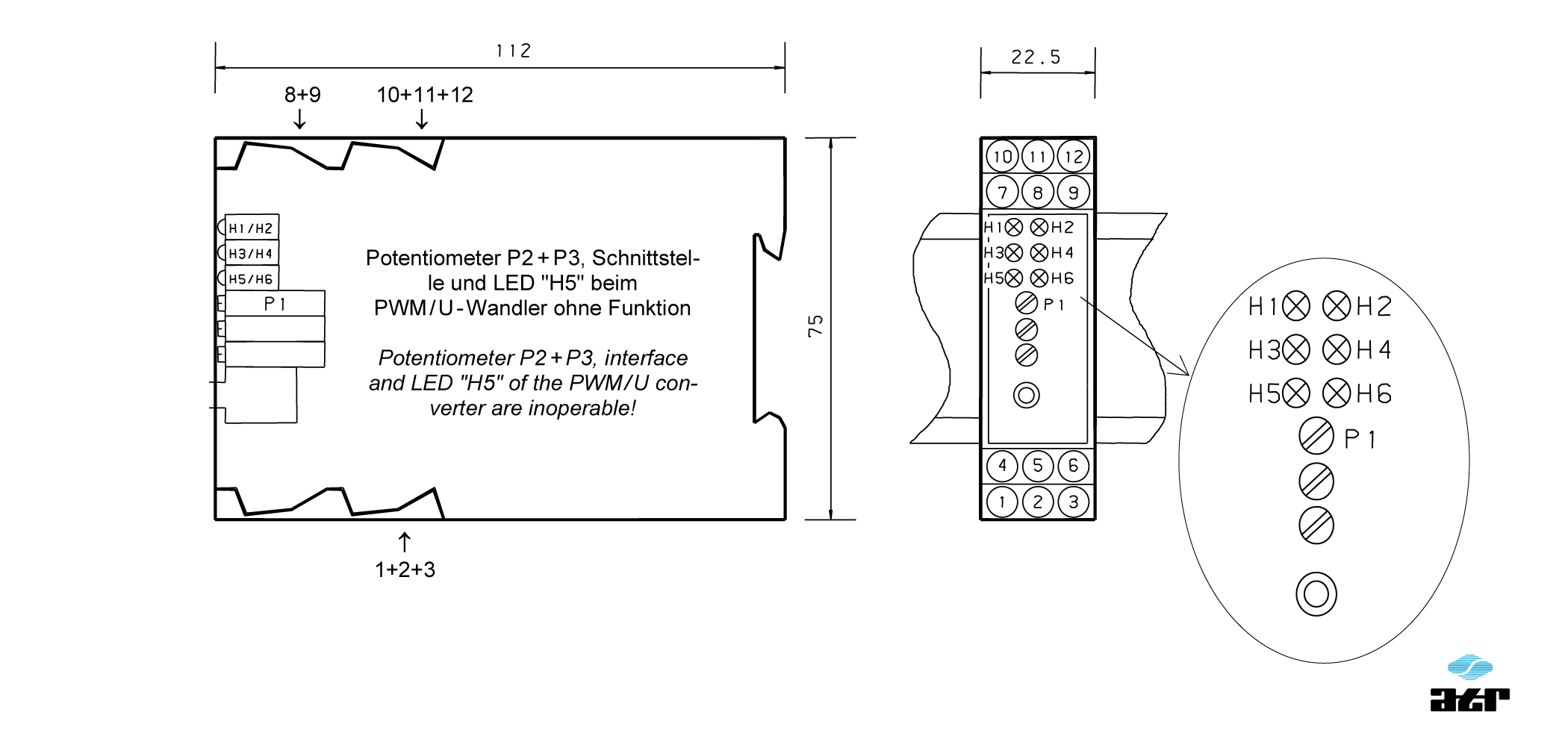 Gehäusemaße: ATR Messverstärker BM107