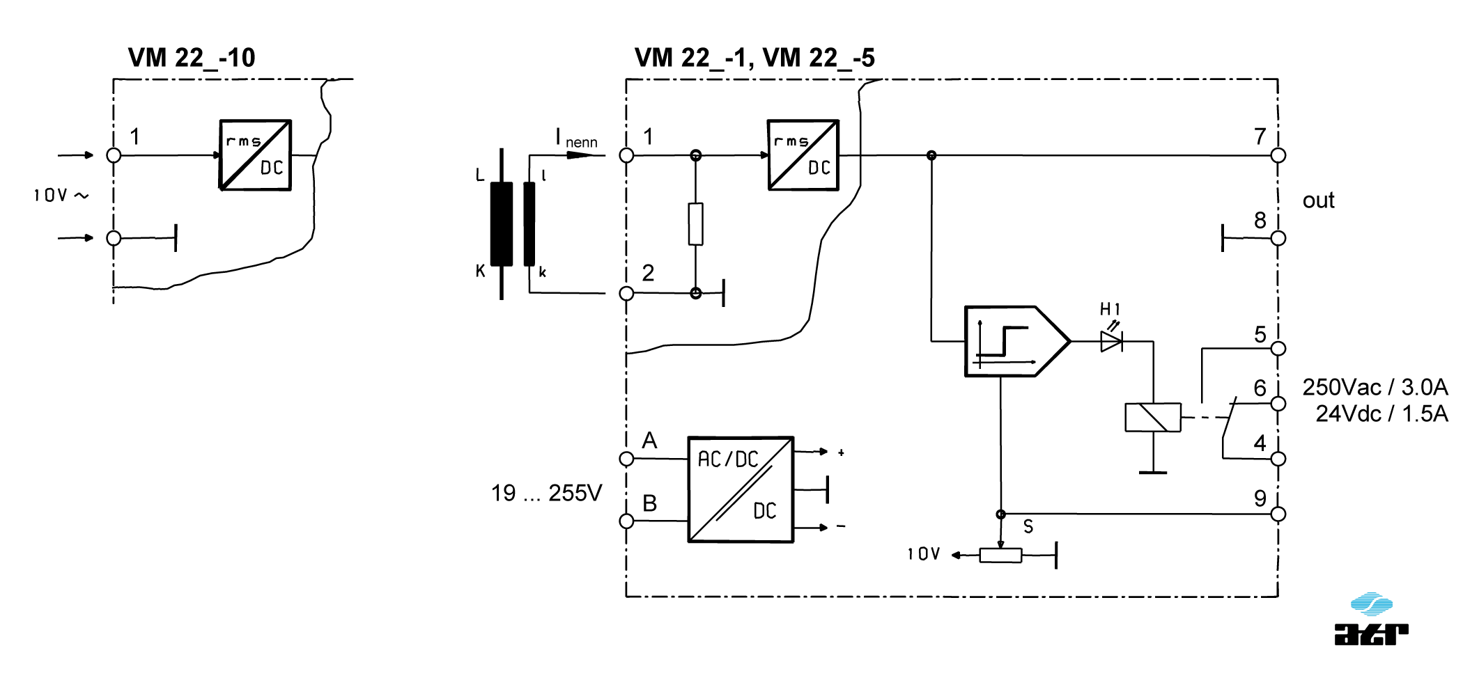 Anschlussplan: ATR Messverstärker VM221-VM223