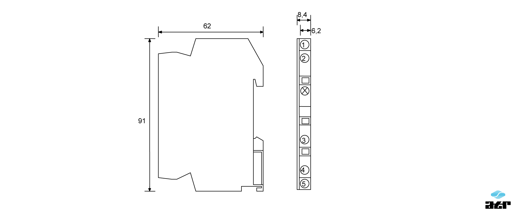 Gehäusemaße: ATR Passiver Optokoppler OT1 + OT2