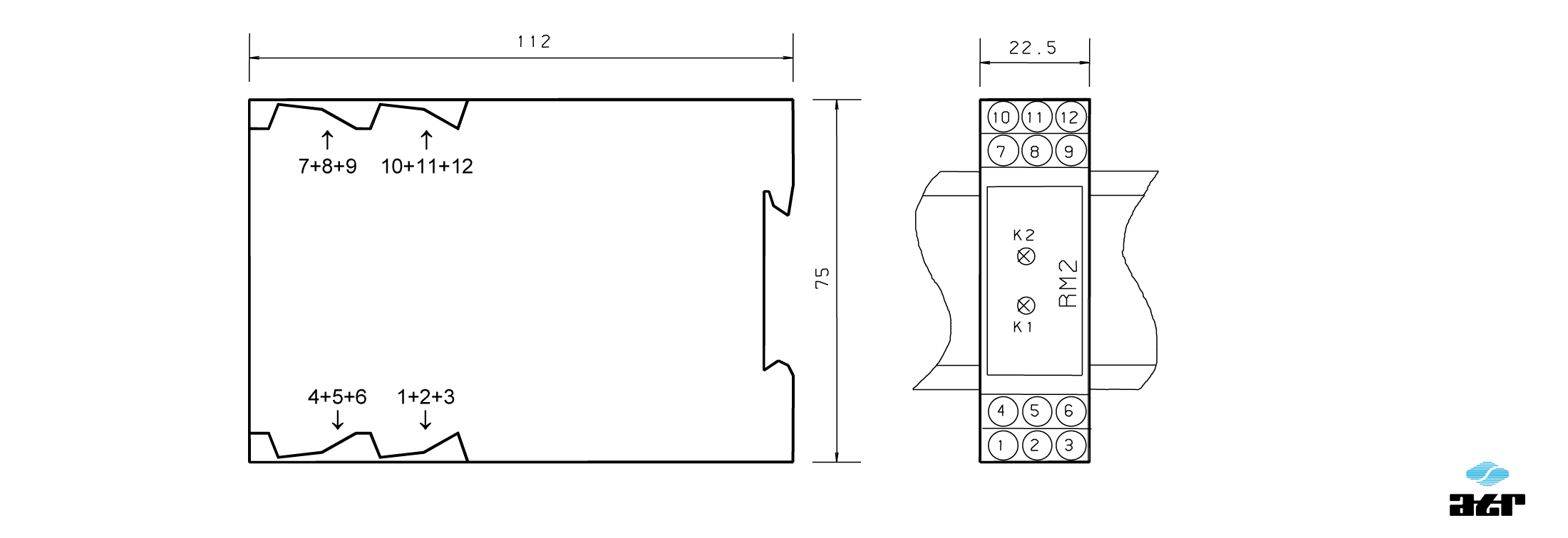 Gehäusemaße: ATR Goldkontakt-Relais RM2