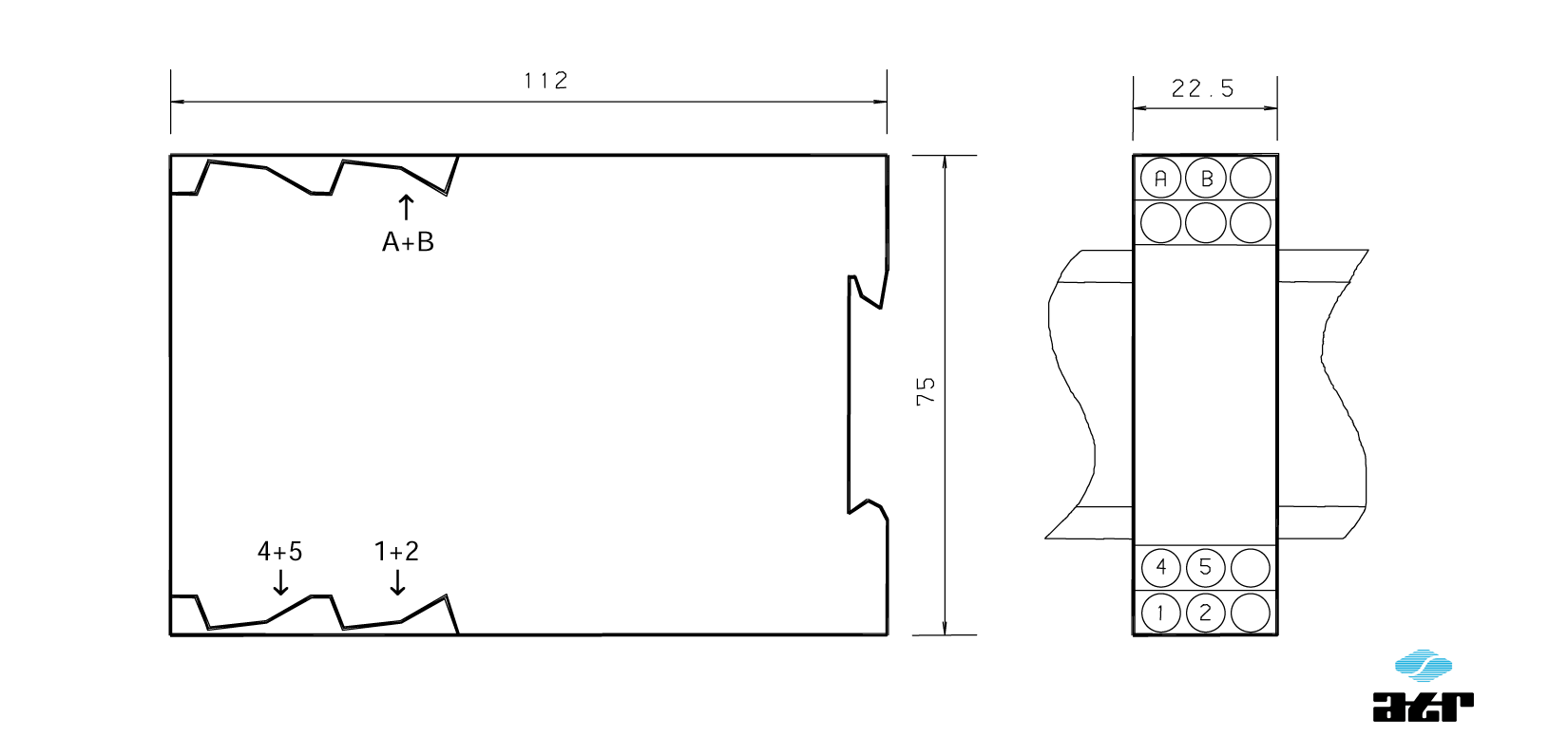 Gehäusemaße: ATR Trennverstärker VM180-VM188