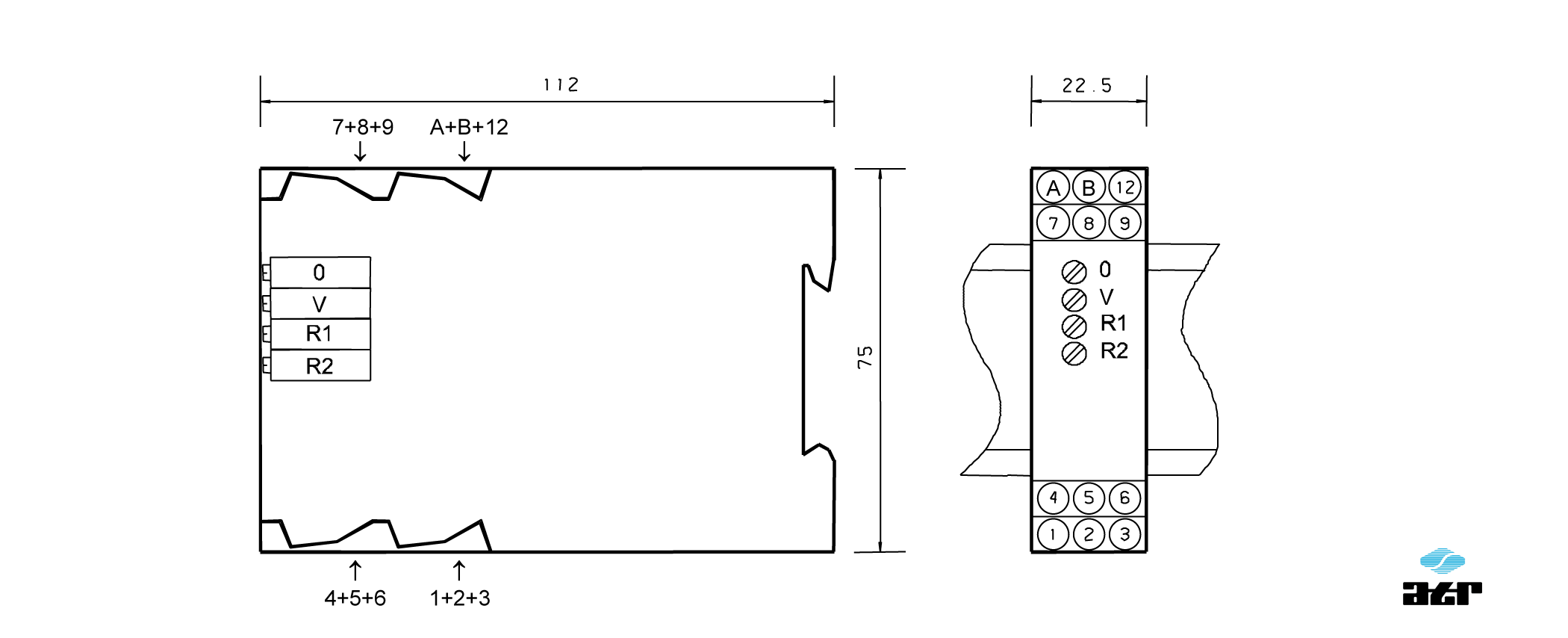 Gehäusemaße: ATR Verstärker VM290